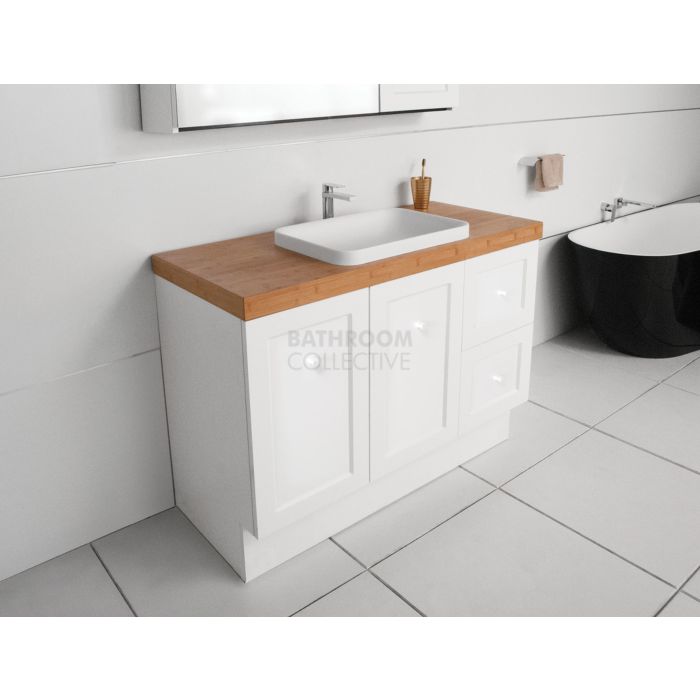 ADP - Madison Hampton Style Freestanding Vanity 1200mm, 60mm Bamboo Top & Solid Surface Basin