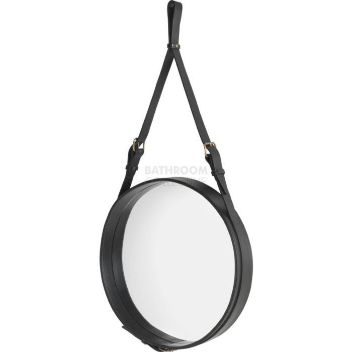 Gubi - Adnet Black Leather Circular Wall Mirror 45cm