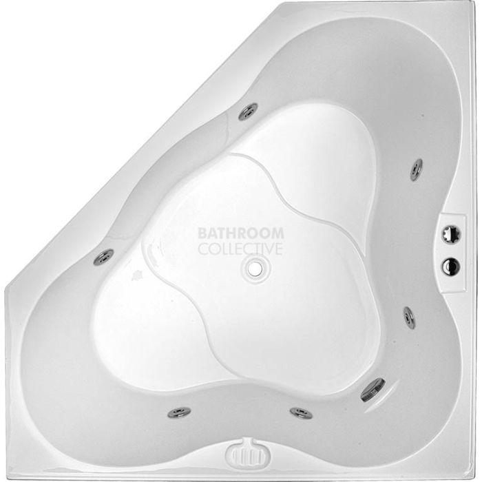 Broadway - Almina 1280mm Tile Trim Acrylic Spa 14 Jets with Remote & Down Light WHITE 
