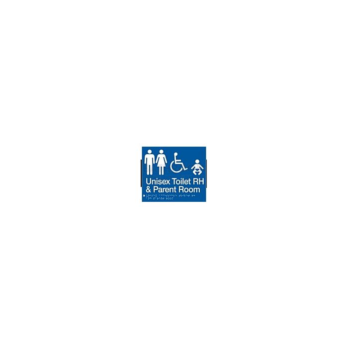 Emroware - Braille Sign Unisex  Accessible Toilet & Parent Room RH 180mm x 210mm
