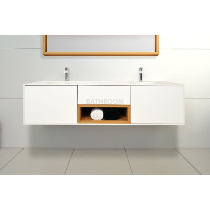 ADP - Box Wall Hung Double Bowl Vanity 1500mm, 20mm Stone Top (basin not included)