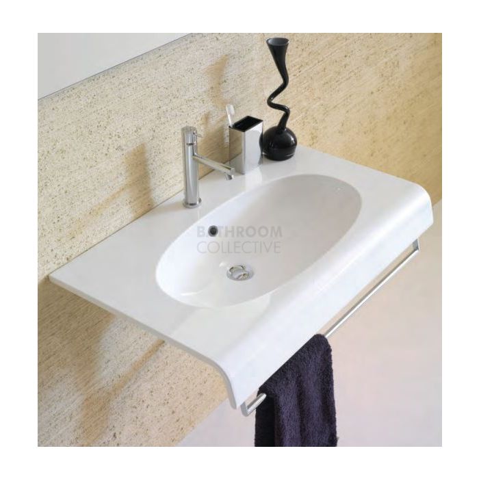 Timberline - Bowl Plus 800mm Wide Wall Basin or Vanity Top with Front Rail