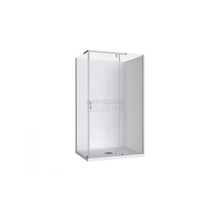 Decina - Cascade Semi Recessed 1200 x 900 x 2000 (mm) Shower Screen, Shower Base Rear Outlet, Shower Wall Enclosure Package