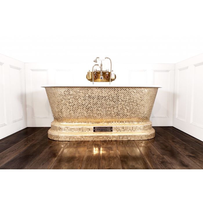 Chadder - Windsor Luxury Bath with Pure Gold Style Mosaic Exterior 1620mm (Handmade in UK)