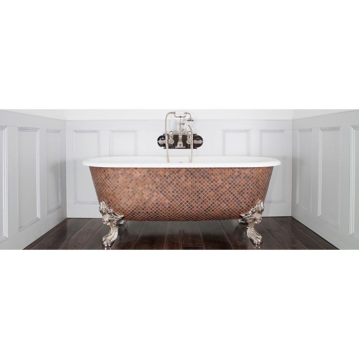 Chadder - Blenheim Double Ended Clawfoot Bath with Weathered Copper Mosaic Exterior 1740mm (Handmade in UK)