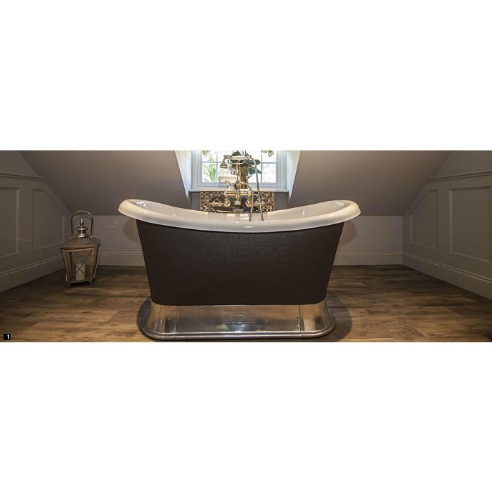 Chadder - Chariot Luxury Bath with Metal Plinth Primed Unpainted 1580mm (Handmade in UK)