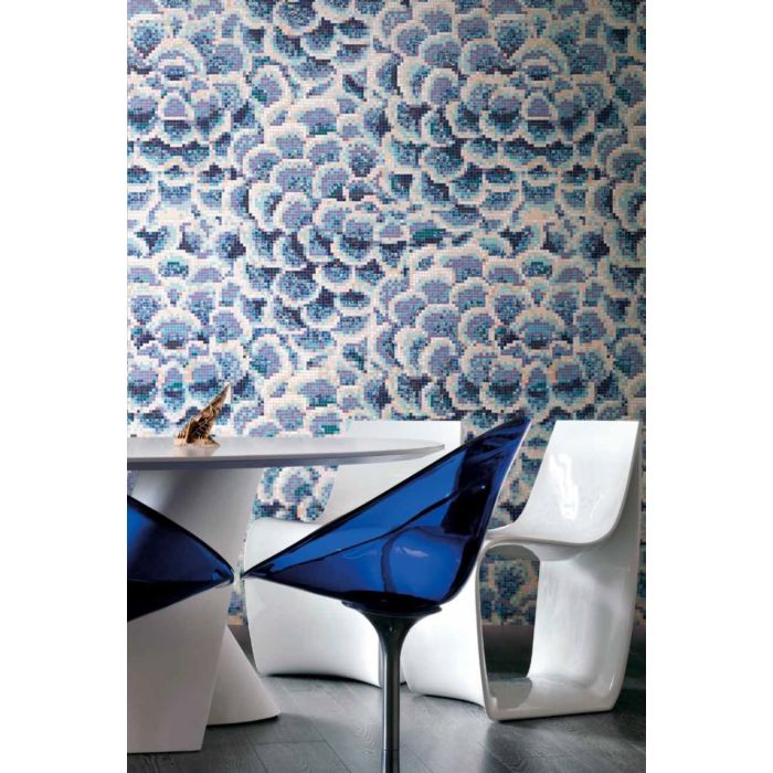 Bisazza - Floral Dalia Blu Decorative Glass Mosaic Tiles, order unit 3.73m2