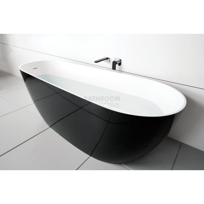 ADP - Day Dream 1700mm Cast Marble Freestanding Bath, GLOSS BLACK & BRIGHT WHITE