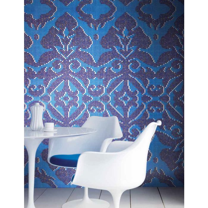 Bisazza - Timeless Camee Blue Decorative Glass Mosaic Tiles, order unit of 1.24m2