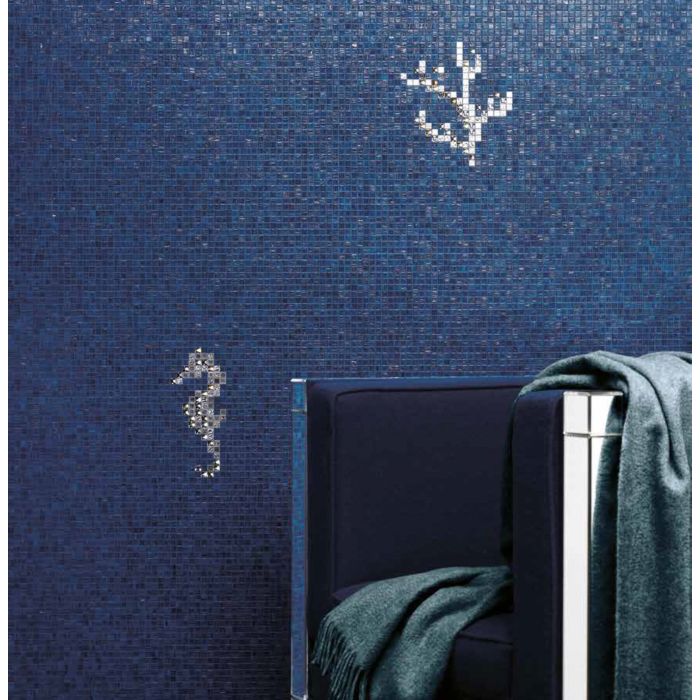 Bisazza - Luxe Corals & Seahorses Blue Decorative Glass Mosaic Tiles, order unit 0.93m2