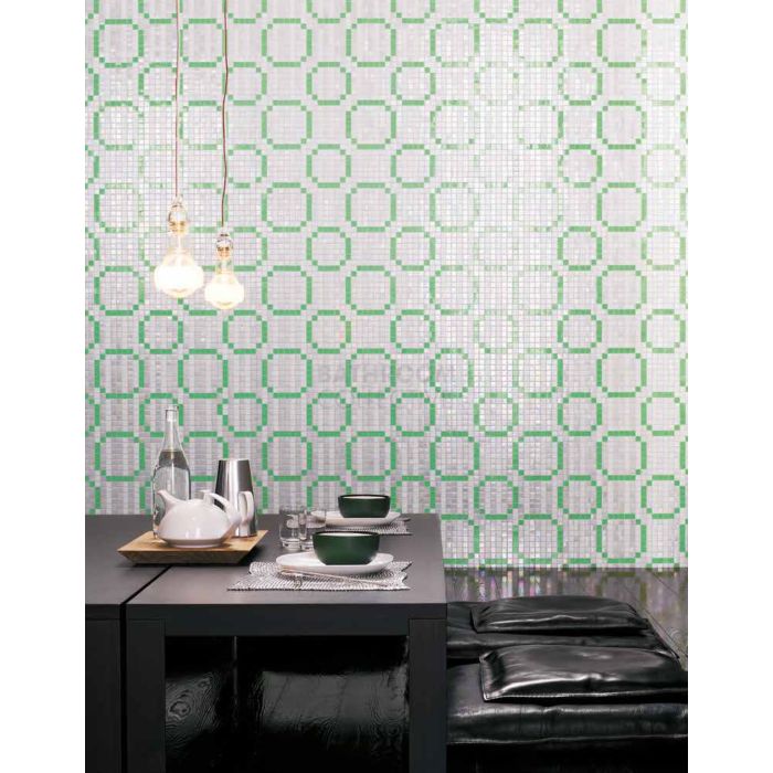 Bisazza - Modern Rings New Green Decorative Glass Mosaic Tiles, order unit 2.07m2