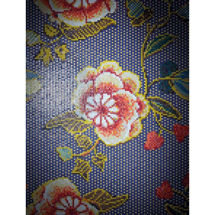 Bisazza - Floral Fabric Blue Oro Decorative Glass Mosaic Tiles, order unit 3.73m2