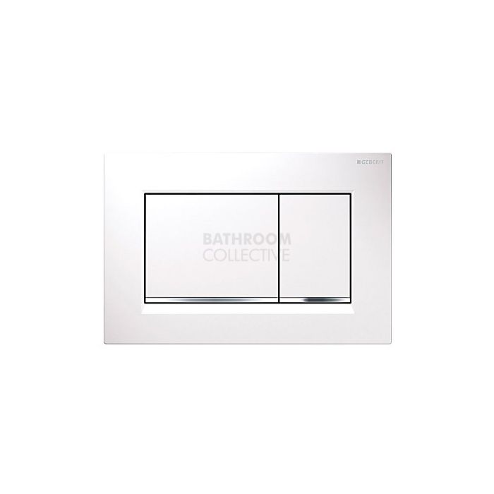 Geberit - Sigma30 Mechanical Dual Flush Button/Access Plate White/Chrome/White