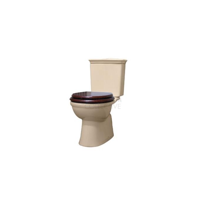 RAK - Kingston Closed Coupled Toilet IVORY Mahogany Seat (Bottom Inlet S Trap 110 - 190mm)