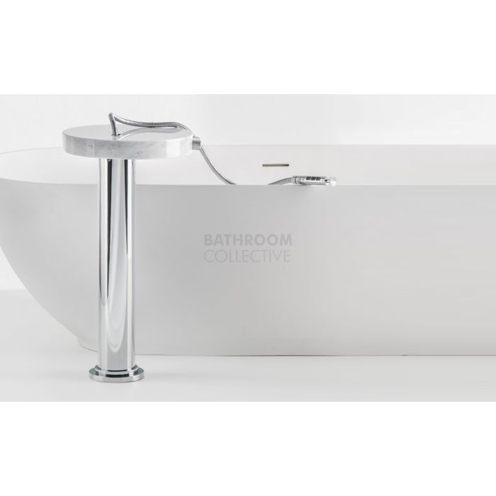 Paco Jaanson - Marmo Freestanding Bath Filler with Handshower Chrome with White Carrara