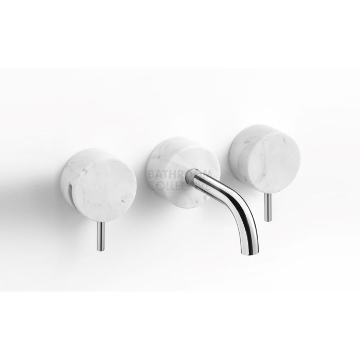 Paco Jaanson - Marmo Wall Basin Lever Tap Set Chrome with White Carrara