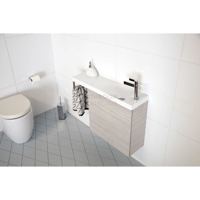 ADP - Petite Wall Hung Vanity with Hand Towel Rail 800mm, White Poly Marble Top