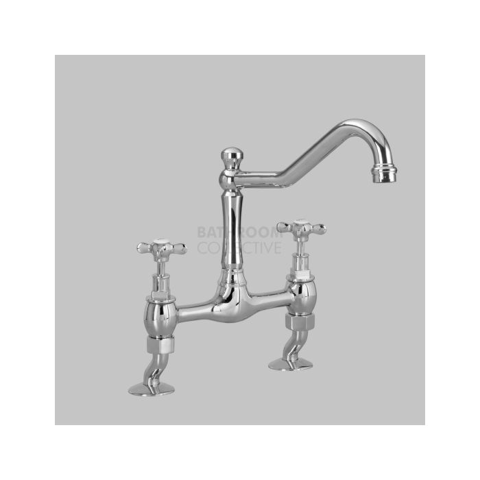 Astra Walker - Olde English Exposed Kitchen Sink Tap, 200mm Swivel Spout Cross Handle CHROME A51.32.V2