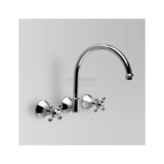 Astra Walker - Classic Wall Kitchen Sink Tap Set, Cross Handle CHROME A57.28