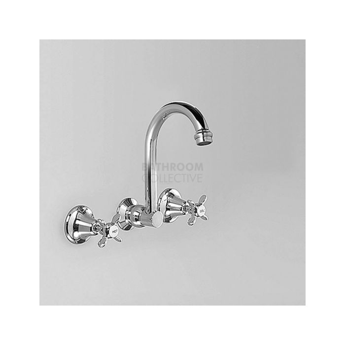 Astra Walker - Olde English Wall Kitchen Sink Tap Set 170mm, Cross Handle CHROME A51.27