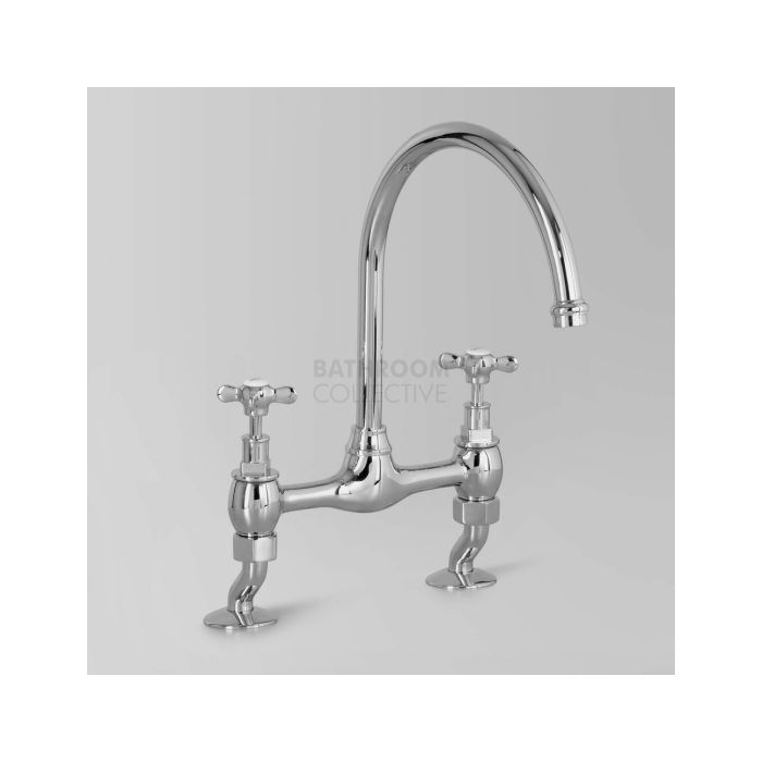Astra Walker - Olde English Exposed Kitchen Sink Tap, 200mm Swivel Spout Cross Handle CHROME A51.32