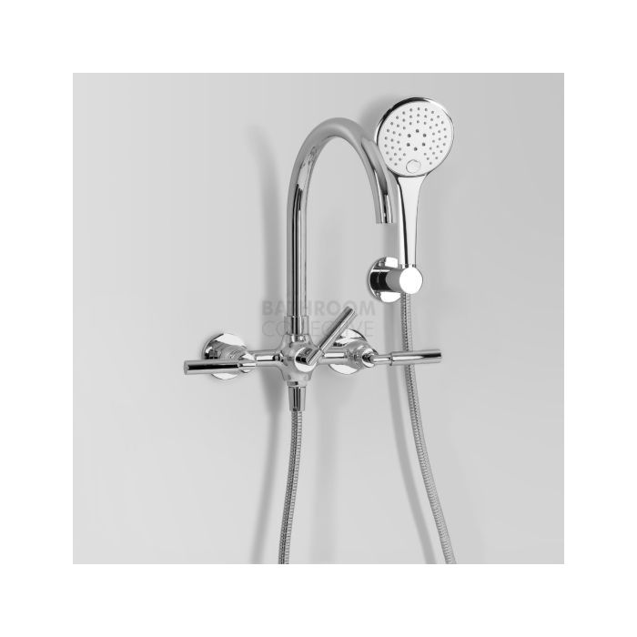 Astra Walker - Icon + Lever Exposed Wall Bath Tap Set with Handshower Single Function CHROME A67.20.LH