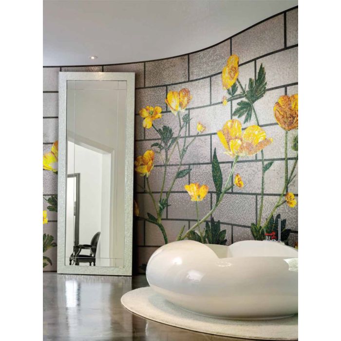Bisazza - Floral Ranunclus Decorative Glass Mosaic Tiles, Order Unit 3.73m2