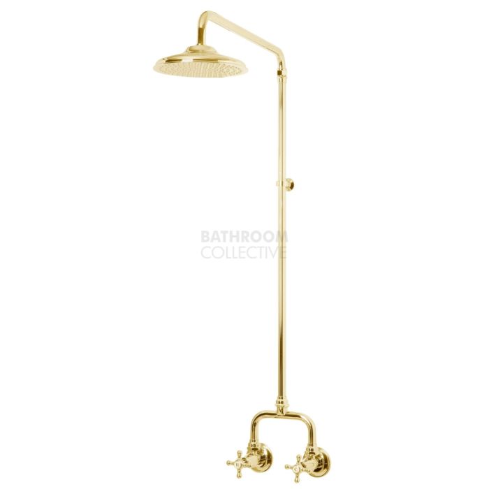 Bastow Tapware - Federation Exposed Shower Set Cross Handle with 200mm Rose BRASS GOLD