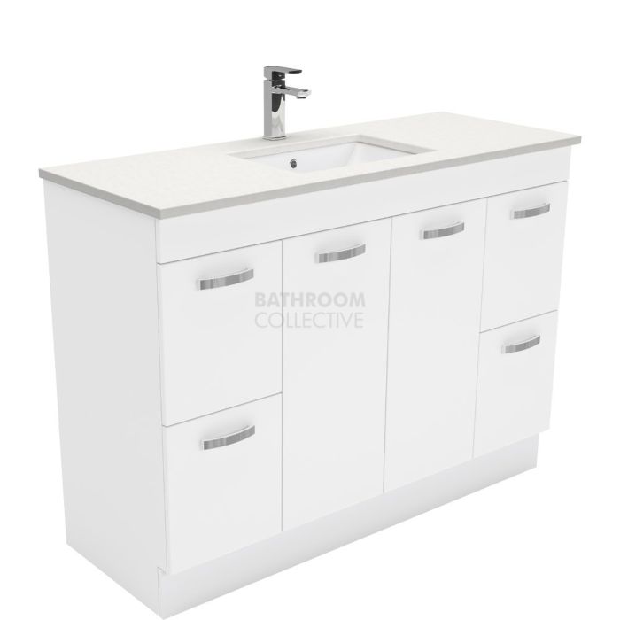 Fienza - Sarah Crystal Pure Freestanding Vanity, Stone Top, White Gloss 1200mm 1 Tap Hole
