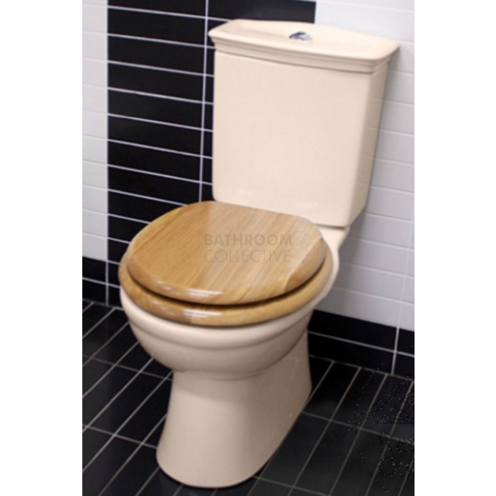 RAK - Kingston Closed Coupled Toilet IVORY Oak Seat (Bottom Inlet S Trap 110 - 190mm)