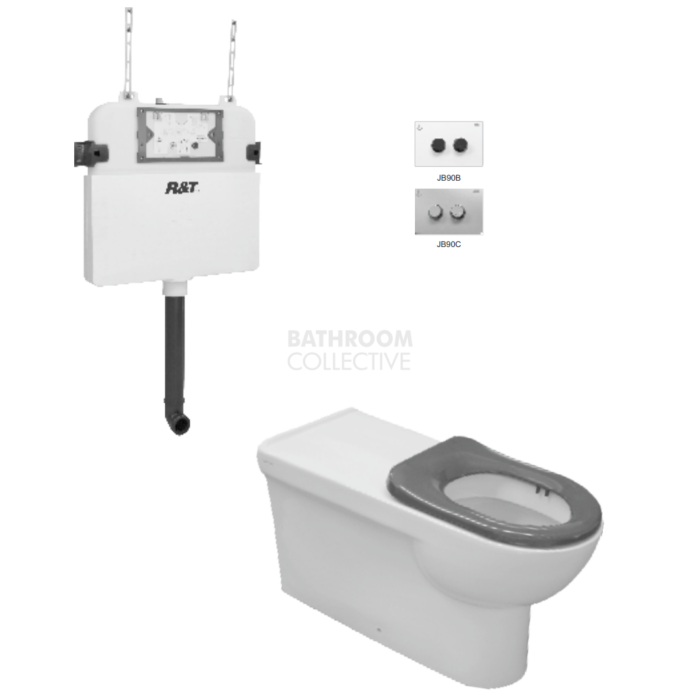 Johnson Suisse - Life Assist Floor Pan Toilet Package Air (Grey Seat & Chrome Pneumatic Button)