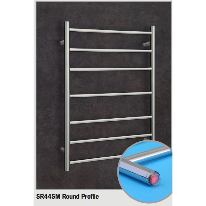 Thermorail -  Round Profile Heated Towel Rail POLISHED W600 x H800 x D122