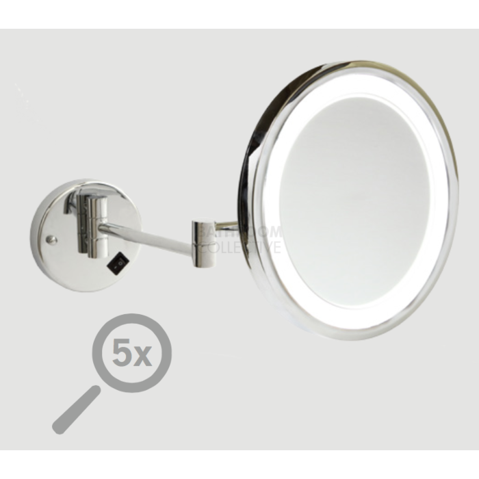 Ablaze - Round Wall Shaving/Make Up Mirror with Cool Light Concealed Wiring 5 x Magnification