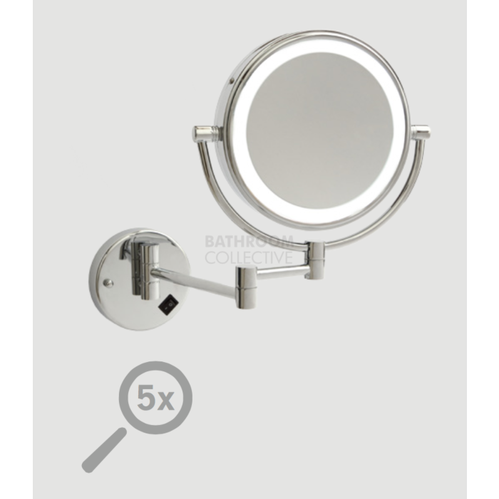 Ablaze - Round Wall Shaving/Make Up Mirror with Cool Light Concealed Wiring 1&5 x Magnification