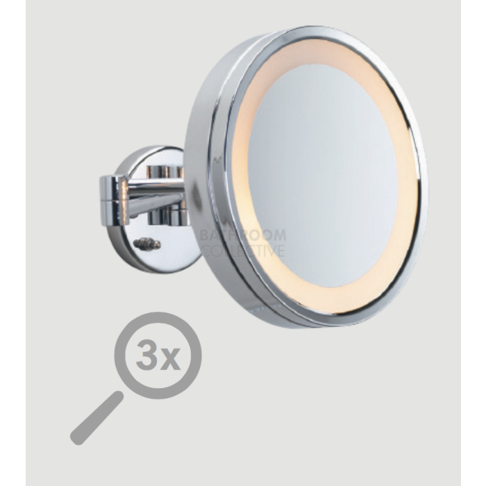 Ablaze - Wall Shaving/Make Up Mirror with Warm Light Exposed Wiring 3 x Magnification