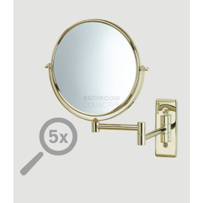 Ablaze - Round Wall Shaving/Make Up Mirror 1&5 x Magnification GOLD