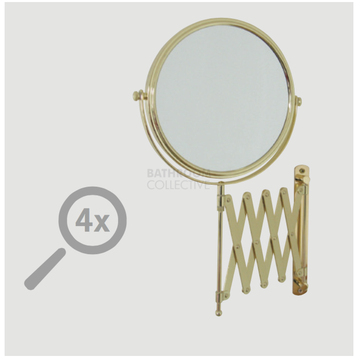 Ablaze - Round Wall Shaving/Make Up Mirror 1&4 x Magnification GOLD