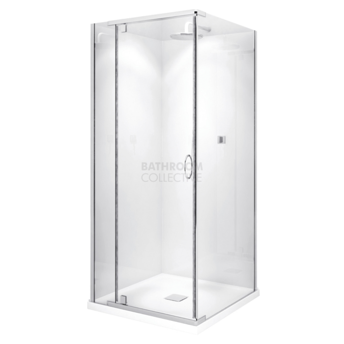 Decina - Cascade Semi Recessed 1000 x 1000 x 2000 (mm) Shower Screen, Shower Base Centre Outlet, Shower Screen Enclosure Package
