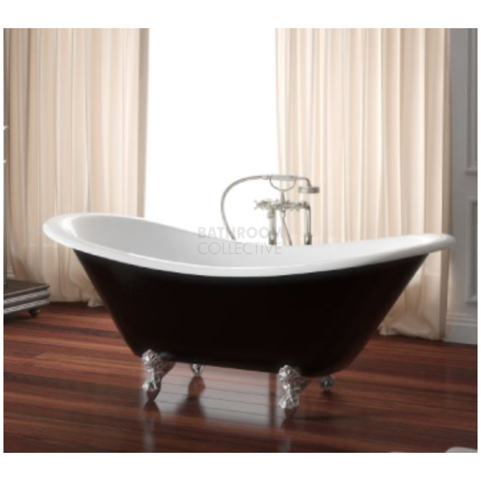 Yoki - Traditional Double High Back 1805mm Freestanding Clawfoot Bath WHITE OR IVORY INTERNAL, WHITE, IVORY, BURGUNDY, BLACK, GREEN, EXTERNAL