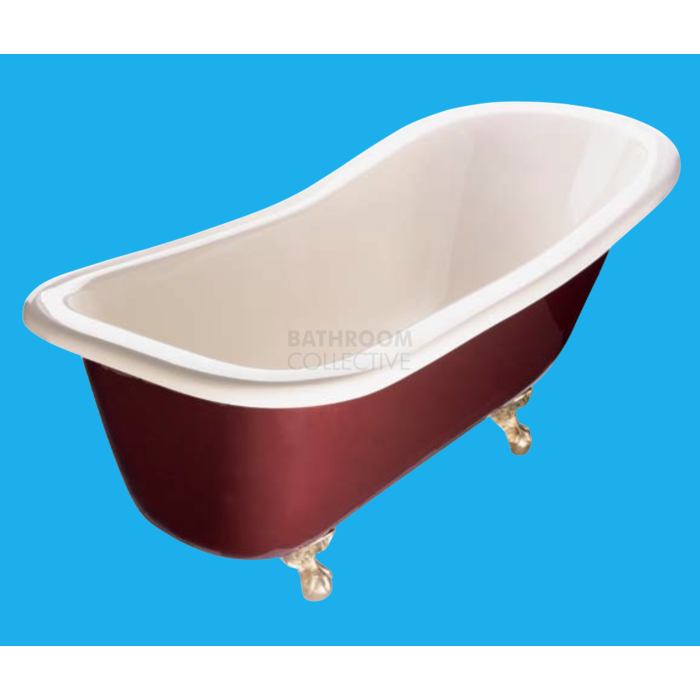 Yoki - Traditional High Back 1760mm Freestanding Clawfoot Bath WHITE OR IVORY INTERNAL, WHITE, IVORY, BURGUNDY, BLACK, GREEN, EXTERNAL