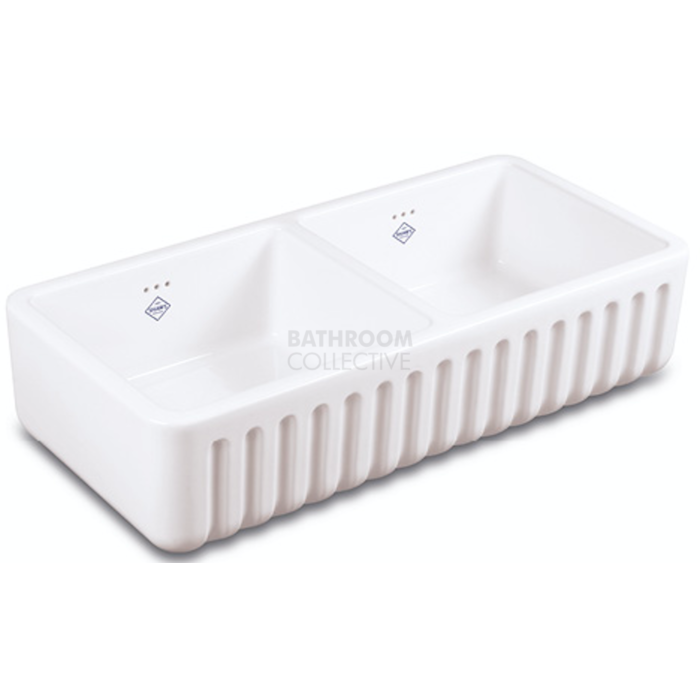 Shaws of Darwen - Ribchester 800 Double Bowl Fireclay Sink 795 x 465 x 234mm WHITE