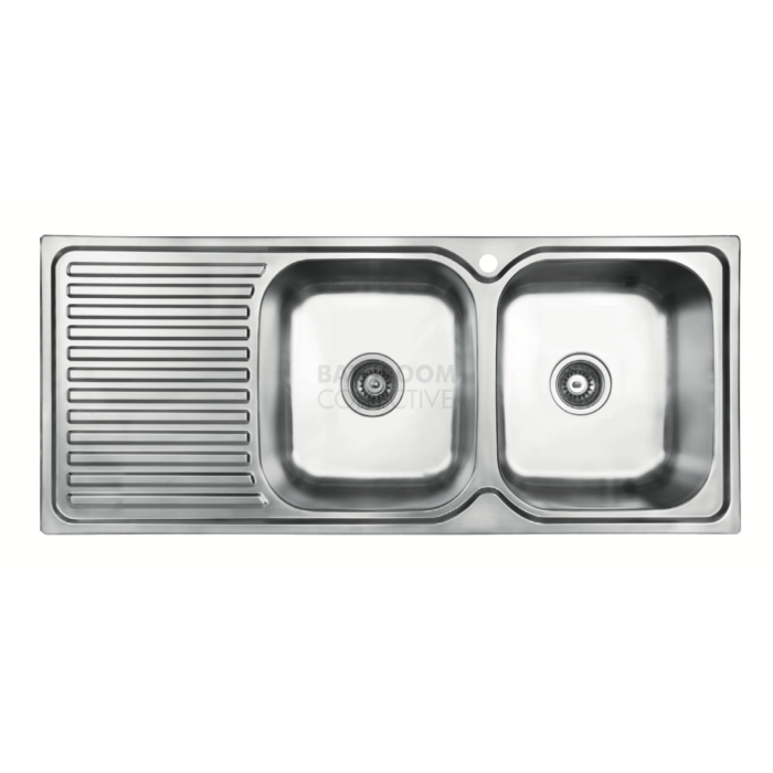Abey - Entry EN200R Inset Double Right Bowl Kitchen Sink with Drainer L1140 x W480mm