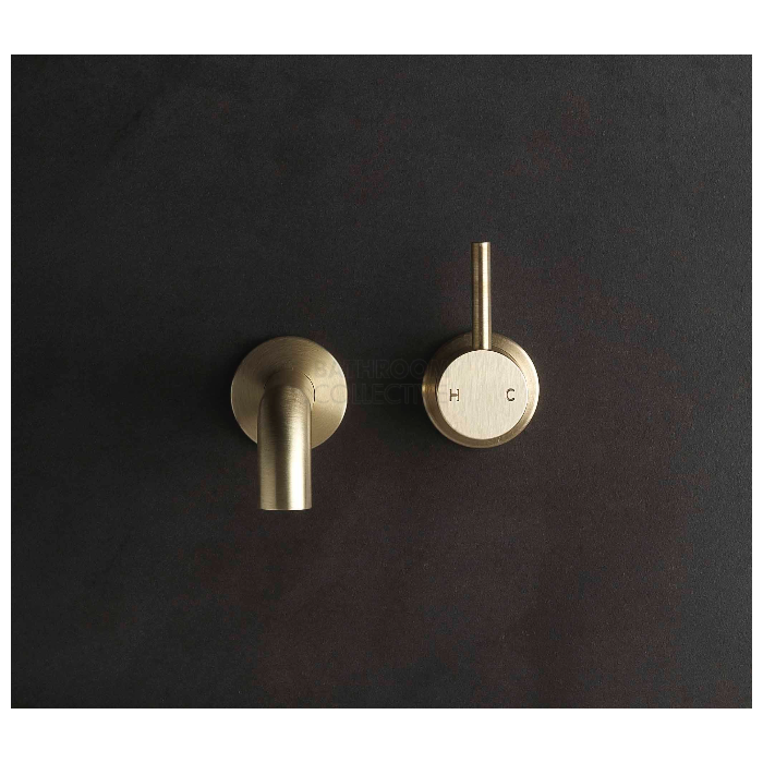 Faucet Strommen - Pegasi M Wall Mixer & 200mm Basin Spout Set RAW BRUSHED BRASS 30655-91