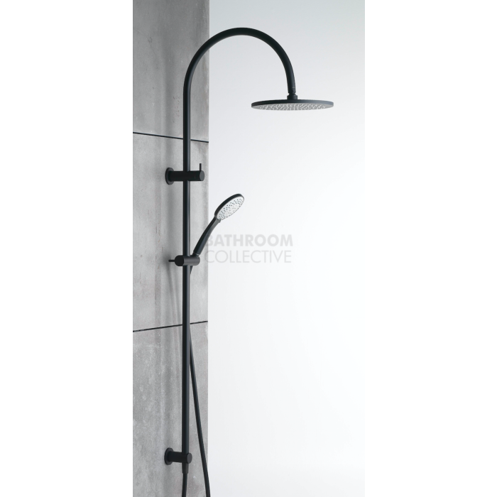 Faucet Strommen - Pegasi Dual Shower 900, Curved Arm, 100 Slimline Hand Shower, 250 Head MATTE BLACK 30671-78