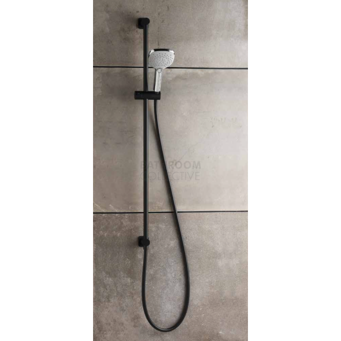Faucet Strommen - Zeos Inflow Slide Shower 900mm, 100sq Handpiece MATTE BLACK & CHROME 35112-78/11