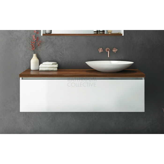 Platinum Single Drawer Wall Hung Vanity, Timber Top Bathroom Vanity
