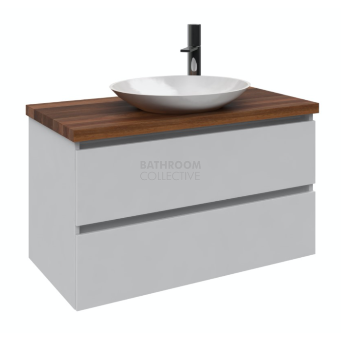 Rifco - Platinum Double Drawer Wall Hung Vanity 900mm Timber Top with Above Counter Ceramic Basin