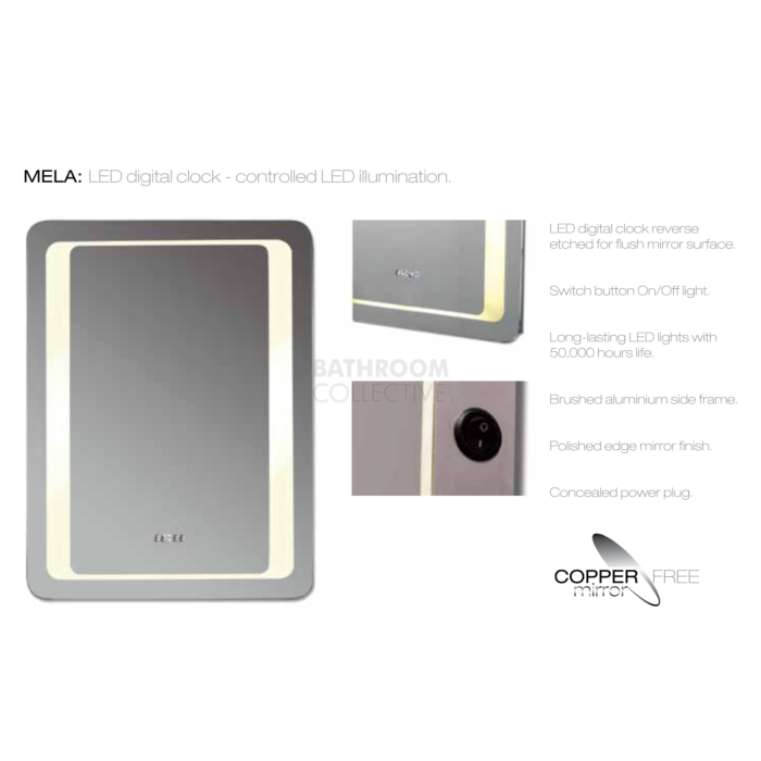 Led bathroom store mirror with clock