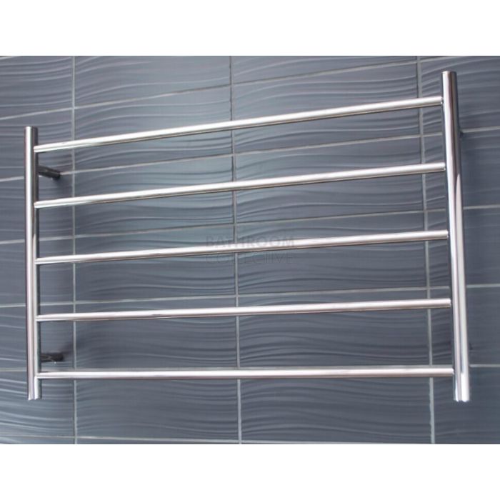Radiant - Round 5 Bar Heated Towel Ladder 600H x 950W (right wiring) POLISHED STAINLESS