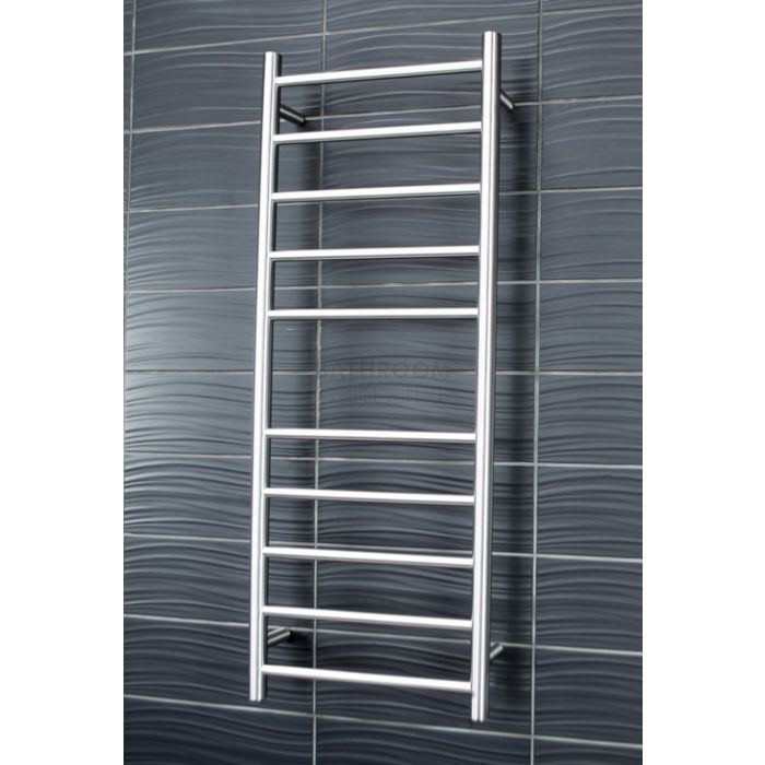 Radiant - Round 10 Bar Heated Towel Ladder 1100H x 430W (right wiring) BRUSHED STAINLESS
